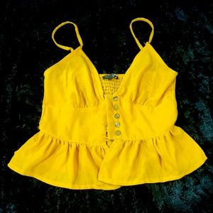 Mustard button up crop top